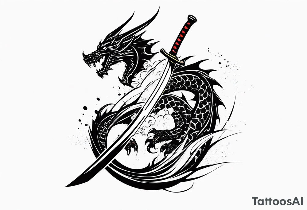 Katana sword with a dragon tattoo idea