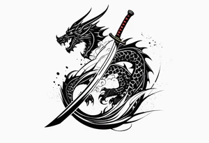 Katana sword with a dragon tattoo idea