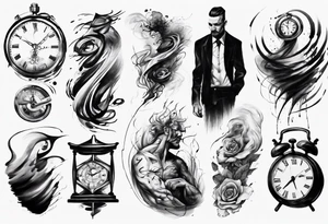Brush stroke drawing a man and time tattoo idea