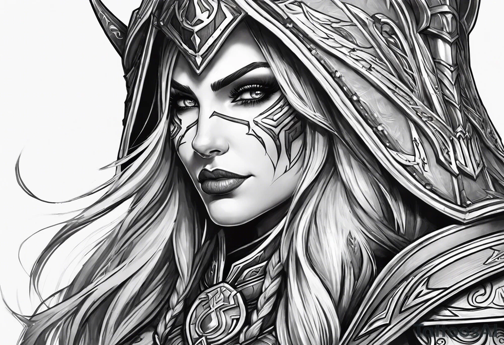 sylvanas from world of warcraft include her bow and armor tattoo idea sylvanas from world of warcraft include her bow and armor tattoo idea