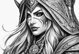 sylvanas from world of warcraft include her bow and armor tattoo idea