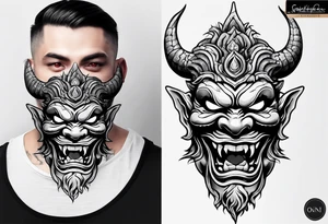 Undead oni mask tattoo idea