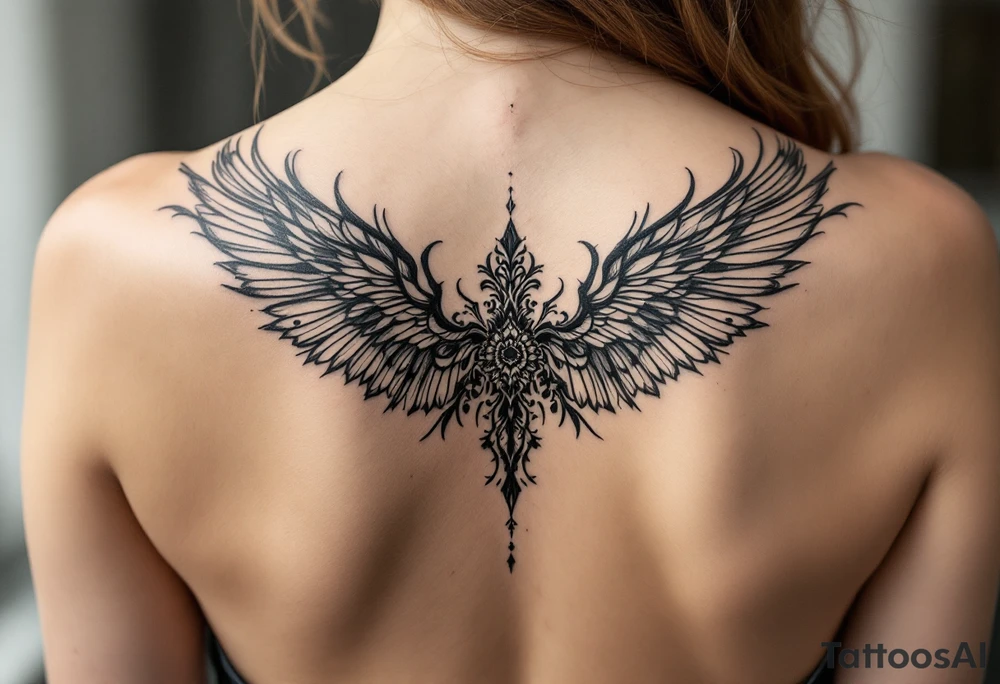 full back tattoo with body contouring tattoo idea