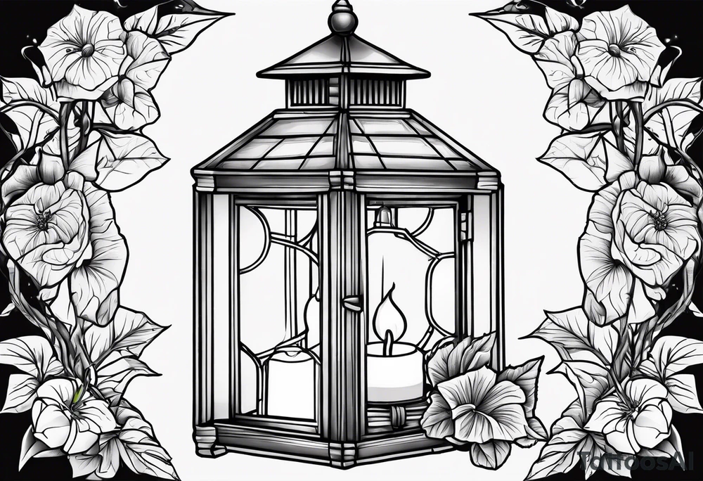 Lantern with morning glories tattoo idea