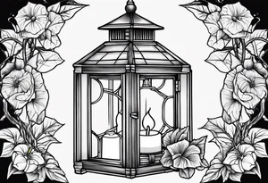 Lantern with morning glories tattoo idea