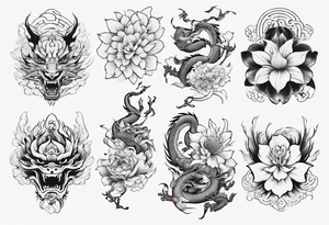chinese drargon with flowers tattoo idea