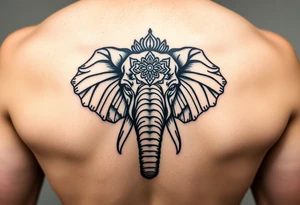 powerful majestic elephant head mandala upturned trunk tattoo idea