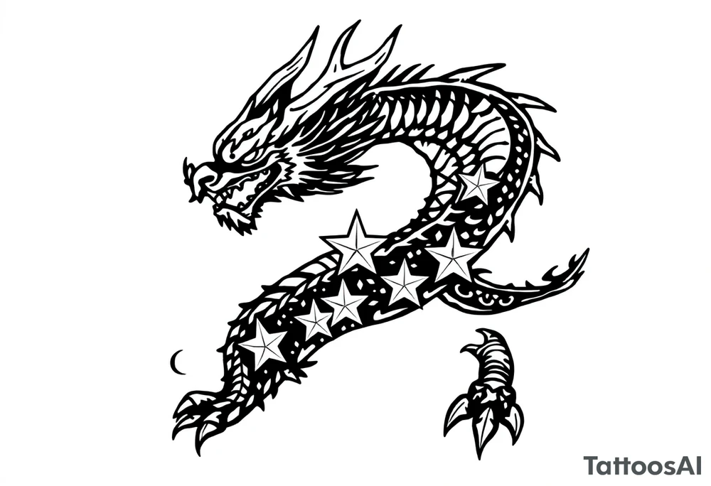 Shenron dragon with 7 star dragon balls tattoo idea