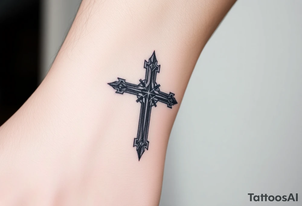 wrist 
cross with color tattoo idea