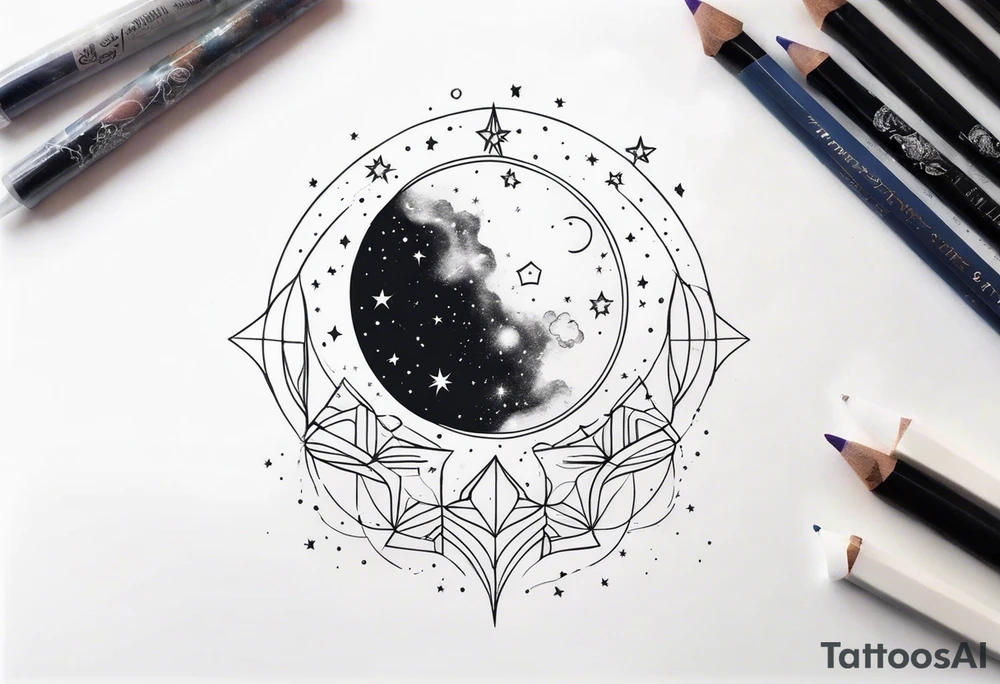 Celestial galaxy realistic tattoo idea