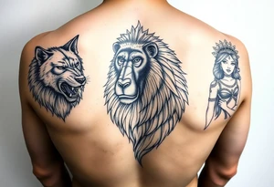Wolf, gorilla lion and a princess tattoo idea