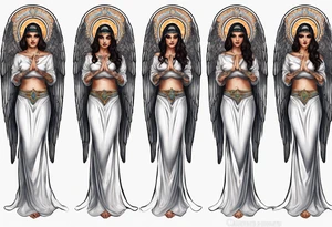 Middle eastern angel on a balcony tattoo idea