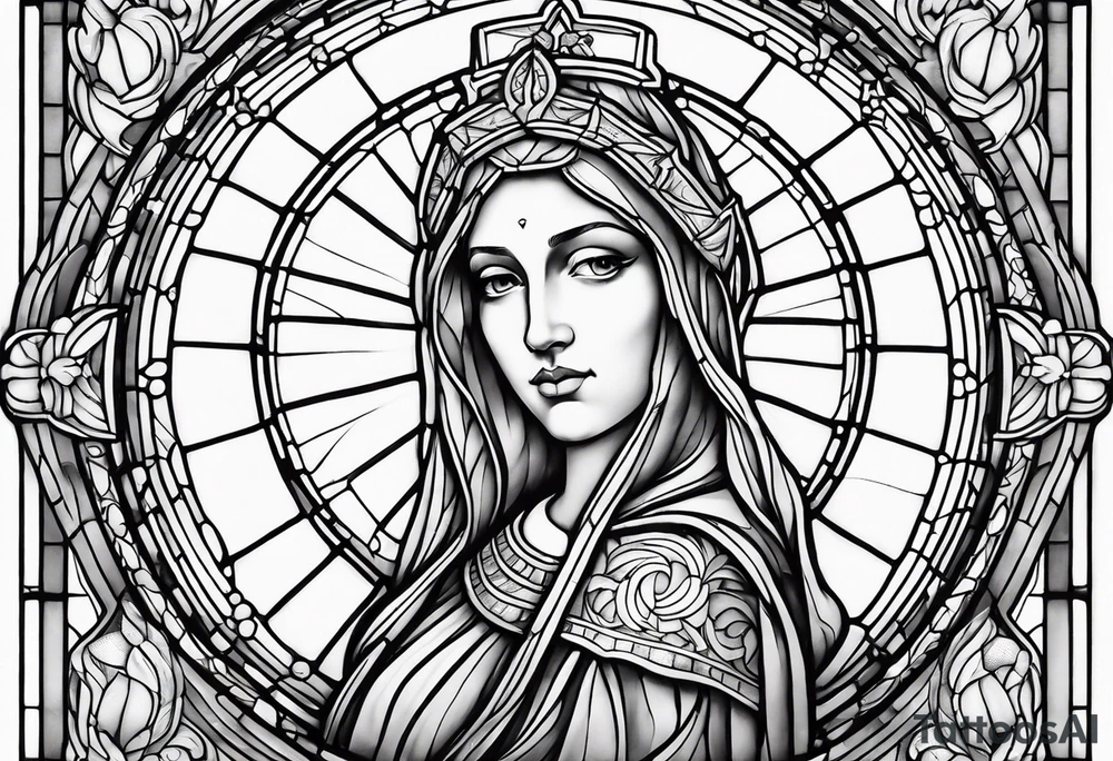 stained glass saint tattoo idea