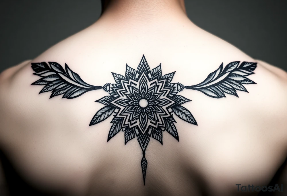 spiritual feathers ornamental mandala shaman tattoo idea