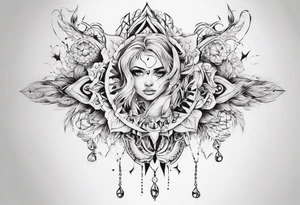 Female tattoo which will wrap around ankle horizontally which is larger in the centre tattoo idea