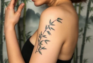 Bamboo in the mountains, Eastern aesthetic consciousness, appropriate blank space, and a sense of design tattoo idea