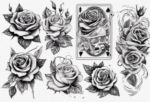 Half-sleeve with roses, beach theme and gambling tattoo idea