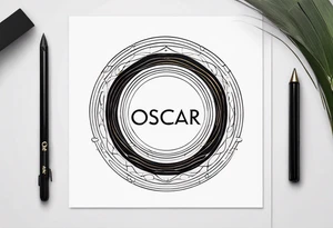 name in a circle: Oscar tattoo idea