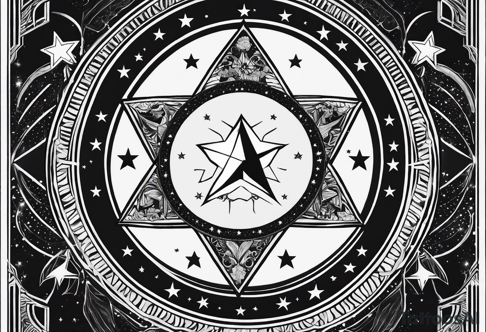 the star (tarot card) with Aquarius feeling minimalist tattoo idea
