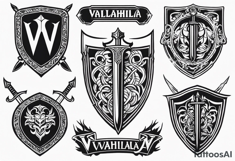 Valhalla
sword shield armour tattoo idea