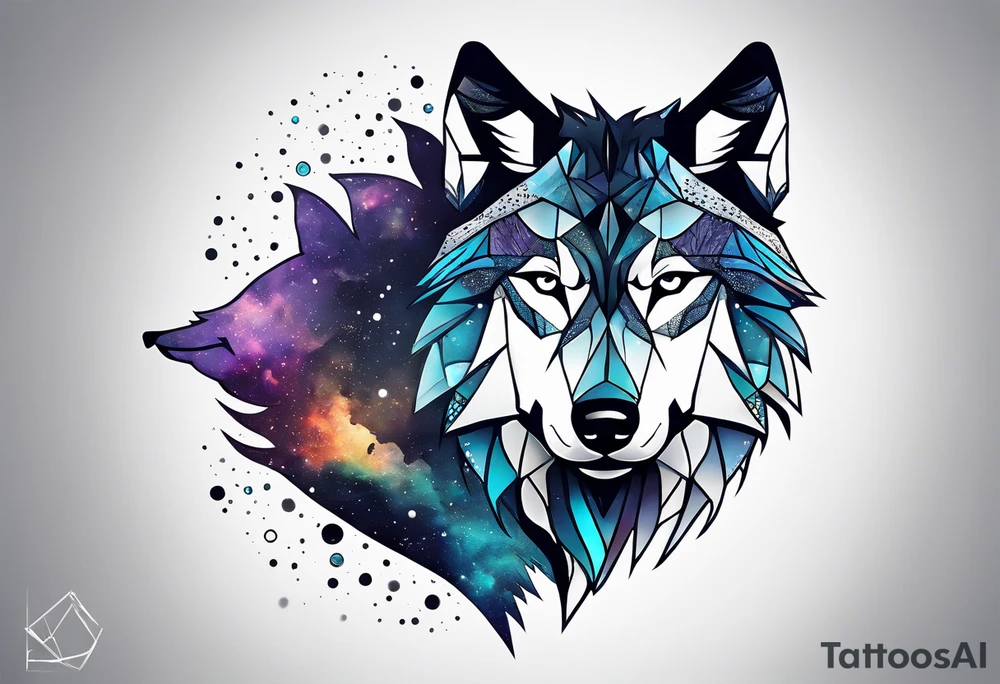 Constellation, animal wolf snow , géométric tattoo idea