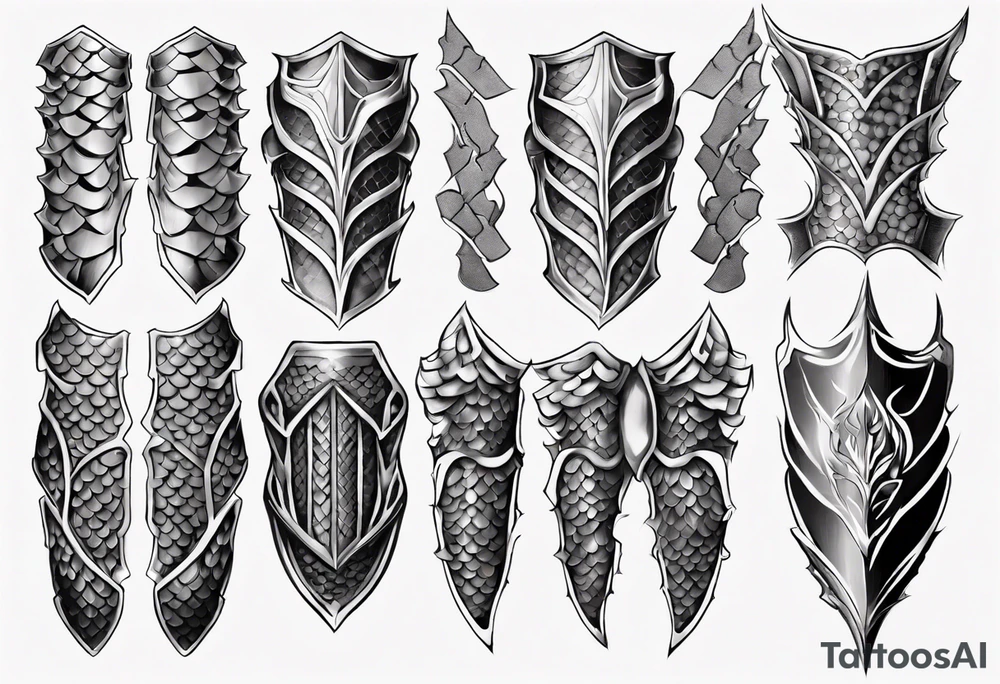 Dragonscale Leg armor symmetrical tattoo idea Dragonscale Leg armor symmetrical tattoo idea