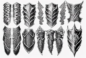 Dragonscale Leg armor symmetrical tattoo idea