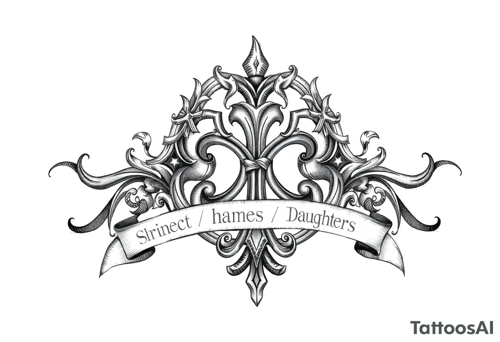 Irish symbol with daughters names tattoo idea