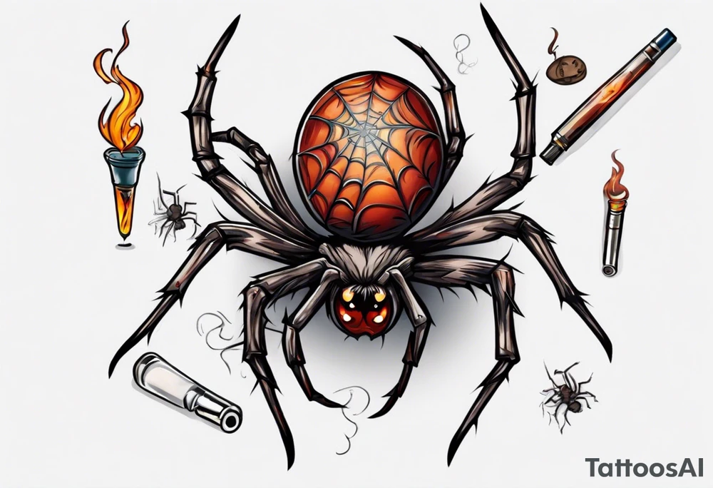 A spider smoking a joint tattoo idea