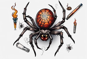 A spider smoking a joint tattoo idea