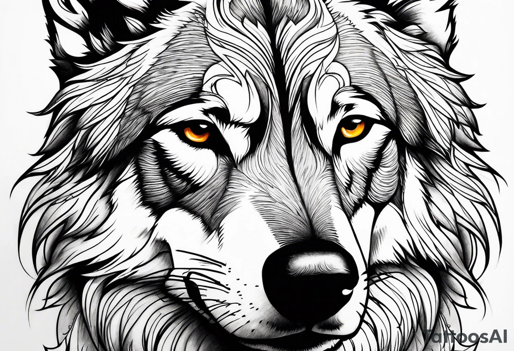 Neotraditional wolf tattoo idea