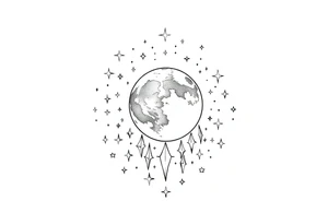 1x10^23 surrounded by cascade of stars and moon tattoo idea