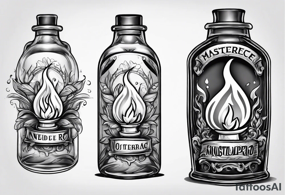 Flaming rag in bottle tattoo idea