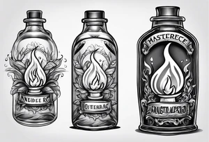 Flaming rag in bottle tattoo idea