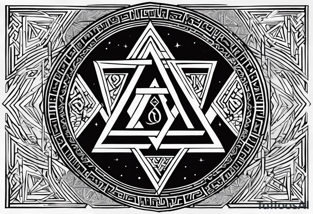 Ancient tetragrammaton to represent God's chosen one with elegant flair and the names "Vivian" and "Brandon" written in Hebrew in the background with a special message from God tattoo idea