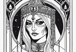 High priestess as a skeleton tarot card tattoo idea