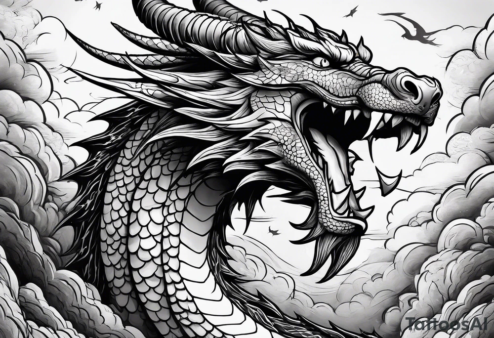 Dragon on the sky tattoo idea