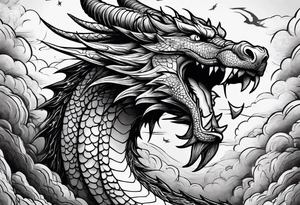 Dragon on the sky tattoo idea
