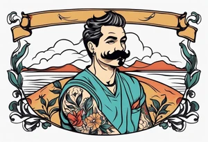 traditional tattoo art of man with mustash tattoo idea