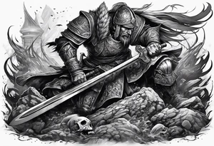 Warrior crawling from his grave tattoo idea