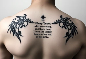 sleep token inspired tattoo with lyrics tattoo idea