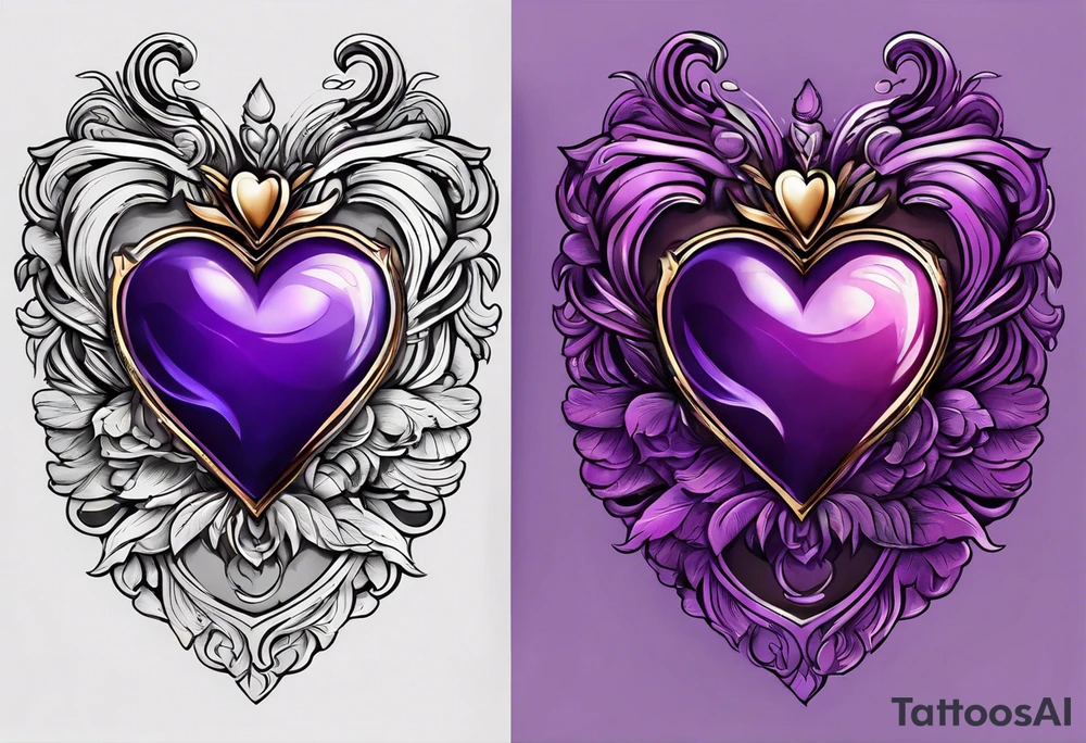 Purple heart with fingerprint tattoo idea