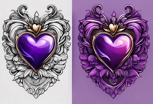 Purple heart with fingerprint tattoo idea