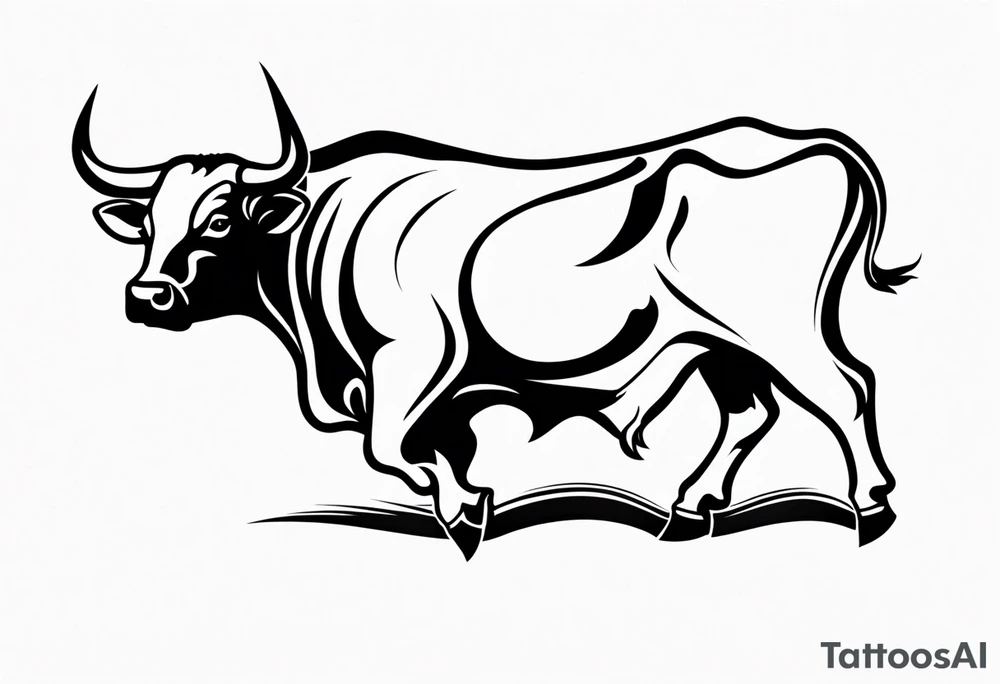 realistic laying bull body tail tattoo idea