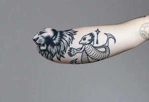 combined fierce leo and pisces tattoo idea