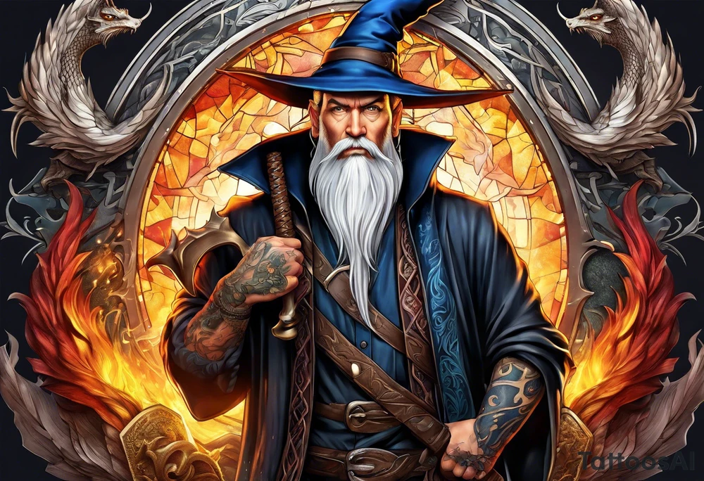 Wizard with dragon tattoo idea