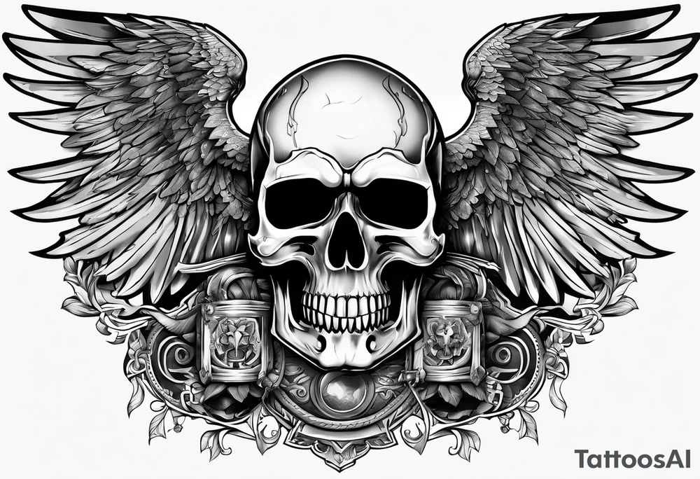 Warhammer 40k chest tattoo skull and wings tattoo idea