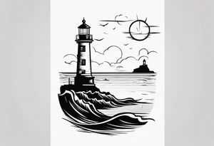 farol em meio ao oceano tattoo idea