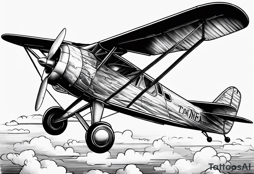 sketch of adventure plane in perspective from the bottom tattoo idea