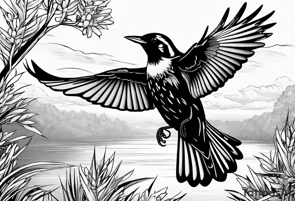 Redwing Blackbird in flight 
for Back tattoo idea